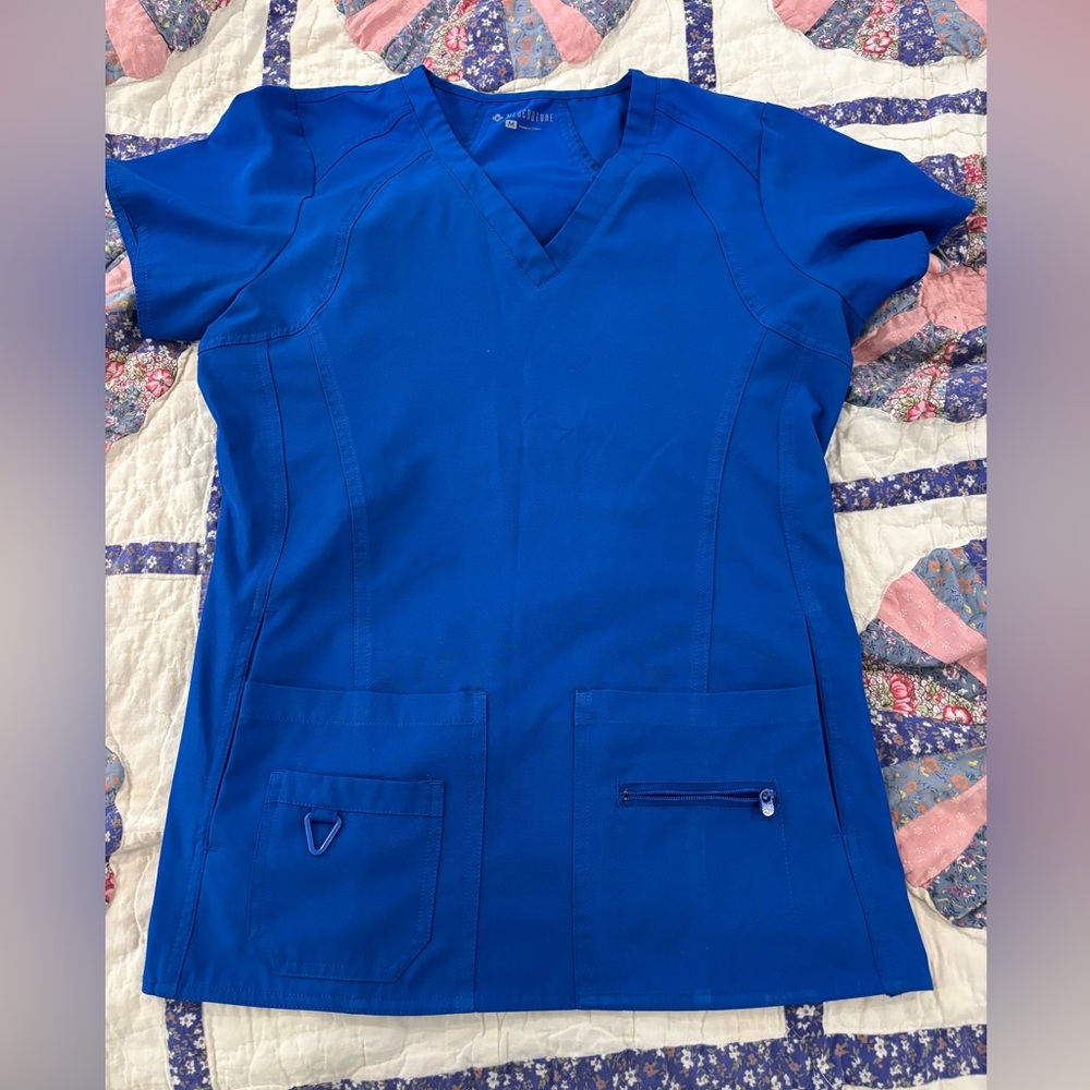 Med Couture Blue Scrub Top